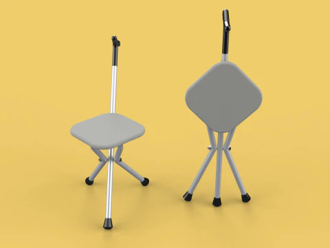 STICK CANE CHAIR WALKING SEAT STOOL POLE CRUTCH FOLDING PORTABLE 3D Model