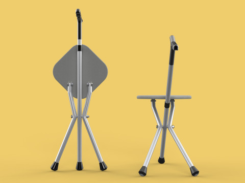 STICK CANE CHAIR WALKING SEAT STOOL POLE CRUTCH FOLDING PORTABLE Modelo 3D