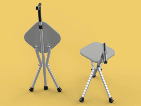 STICK CANE CHAIR WALKING SEAT STOOL POLE CRUTCH FOLDING PORTABLE 3D Model