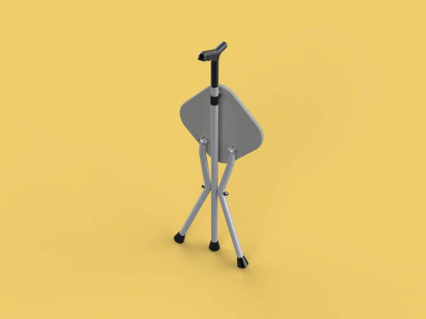 STICK CANE CHAIR WALKING SEAT STOOL POLE CRUTCH FOLDING PORTABLE 3D Model