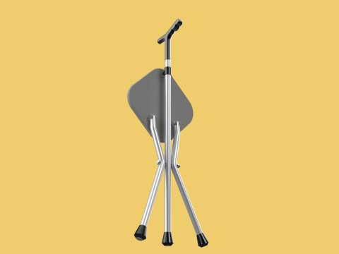STICK CANE CHAIR WALKING SEAT STOOL POLE CRUTCH FOLDING PORTABLE Modelo 3D