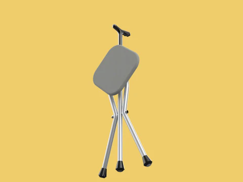 STICK CANE CHAIR WALKING SEAT STOOL POLE CRUTCH FOLDING PORTABLE 3D Model