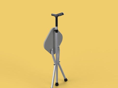 STICK CANE CHAIR WALKING SEAT STOOL POLE CRUTCH FOLDING PORTABLE Modelo 3D