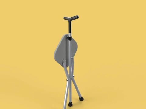 STICK CANE CHAIR WALKING SEAT STOOL POLE CRUTCH FOLDING PORTABLE 3D Model