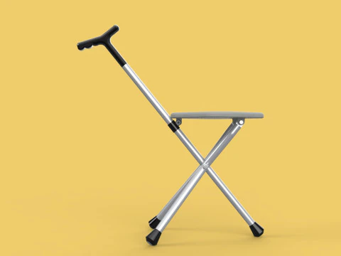 STICK CANE CHAIR WALKING SEAT STOOL POLE CRUTCH FOLDING PORTABLE 3D Model