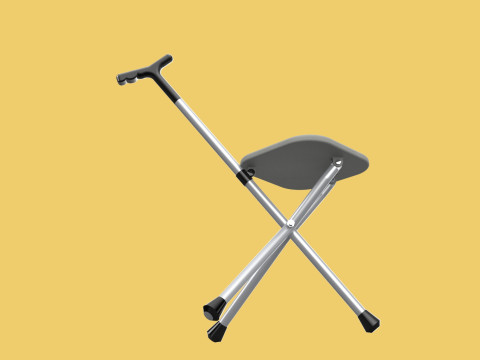 STICK CANE CHAIR WALKING SEAT STOOL POLE CRUTCH FOLDING PORTABLE Modelo 3D