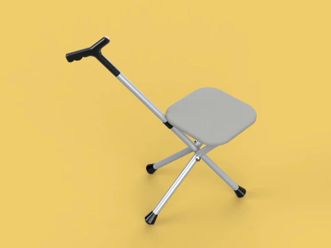 STICK CANE CHAIR WALKING SEAT STOOL POLE CRUTCH FOLDING PORTABLE 3D Model