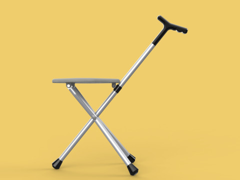 STICK CANE CHAIR WALKING SEAT STOOL POLE CRUTCH FOLDING PORTABLE Modelo 3D