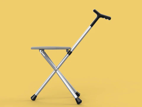 STICK CANE CHAIR WALKING SEAT STOOL POLE CRUTCH FOLDING PORTABLE 3D Model