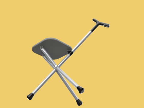 STICK CANE CHAIR WALKING SEAT STOOL POLE CRUTCH FOLDING PORTABLE Modelo 3D