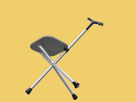 STICK CANE CHAIR WALKING SEAT STOOL POLE CRUTCH FOLDING PORTABLE 3D Model