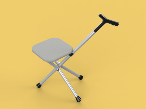 STICK CANE CHAIR WALKING SEAT STOOL POLE CRUTCH FOLDING PORTABLE Modelo 3D