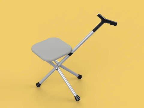 STICK CANE CHAIR WALKING SEAT STOOL POLE CRUTCH FOLDING PORTABLE 3D Model