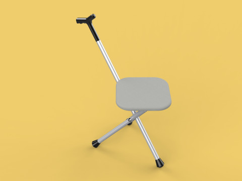 STICK CANE CHAIR WALKING SEAT STOOL POLE CRUTCH FOLDING PORTABLE Modelo 3D