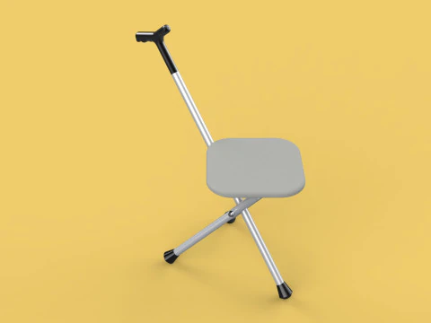 STICK CANE CHAIR WALKING SEAT STOOL POLE CRUTCH FOLDING PORTABLE 3D Model