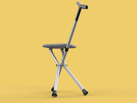 STICK CANE CHAIR WALKING SEAT STOOL POLE CRUTCH FOLDING PORTABLE 3D Model