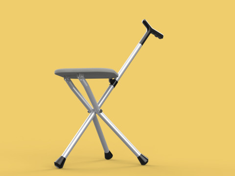 STICK CANE CHAIR WALKING SEAT STOOL POLE CRUTCH FOLDING PORTABLE Modelo 3D