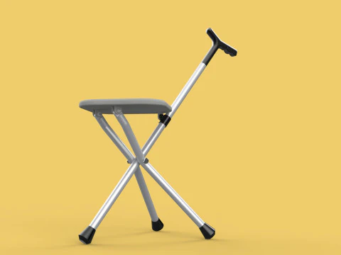 STICK CANE CHAIR WALKING SEAT STOOL POLE CRUTCH FOLDING PORTABLE 3D Model