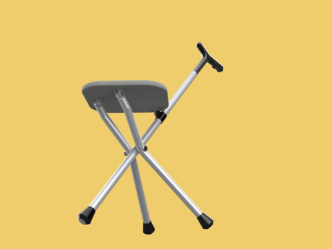 STICK CANE CHAIR WALKING SEAT STOOL POLE CRUTCH FOLDING PORTABLE Modelo 3D