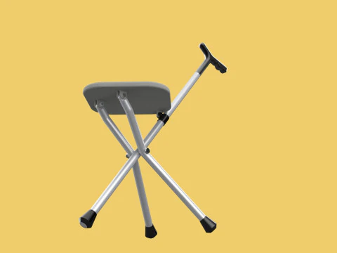 STICK CANE CHAIR WALKING SEAT STOOL POLE CRUTCH FOLDING PORTABLE 3D Model