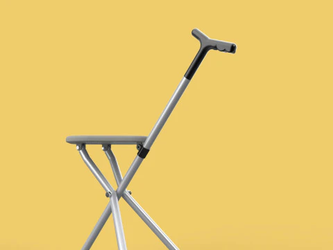 STICK CANE CHAIR WALKING SEAT STOOL POLE CRUTCH FOLDING PORTABLE 3D Model