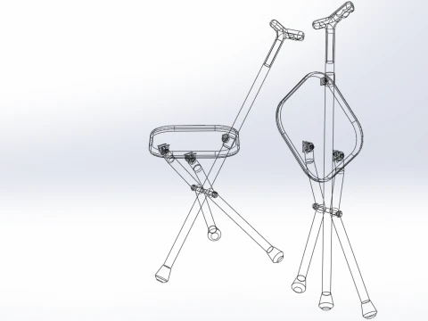STICK CANE CHAIR WALKING SEAT STOOL POLE CRUTCH FOLDING PORTABLE 3D Model