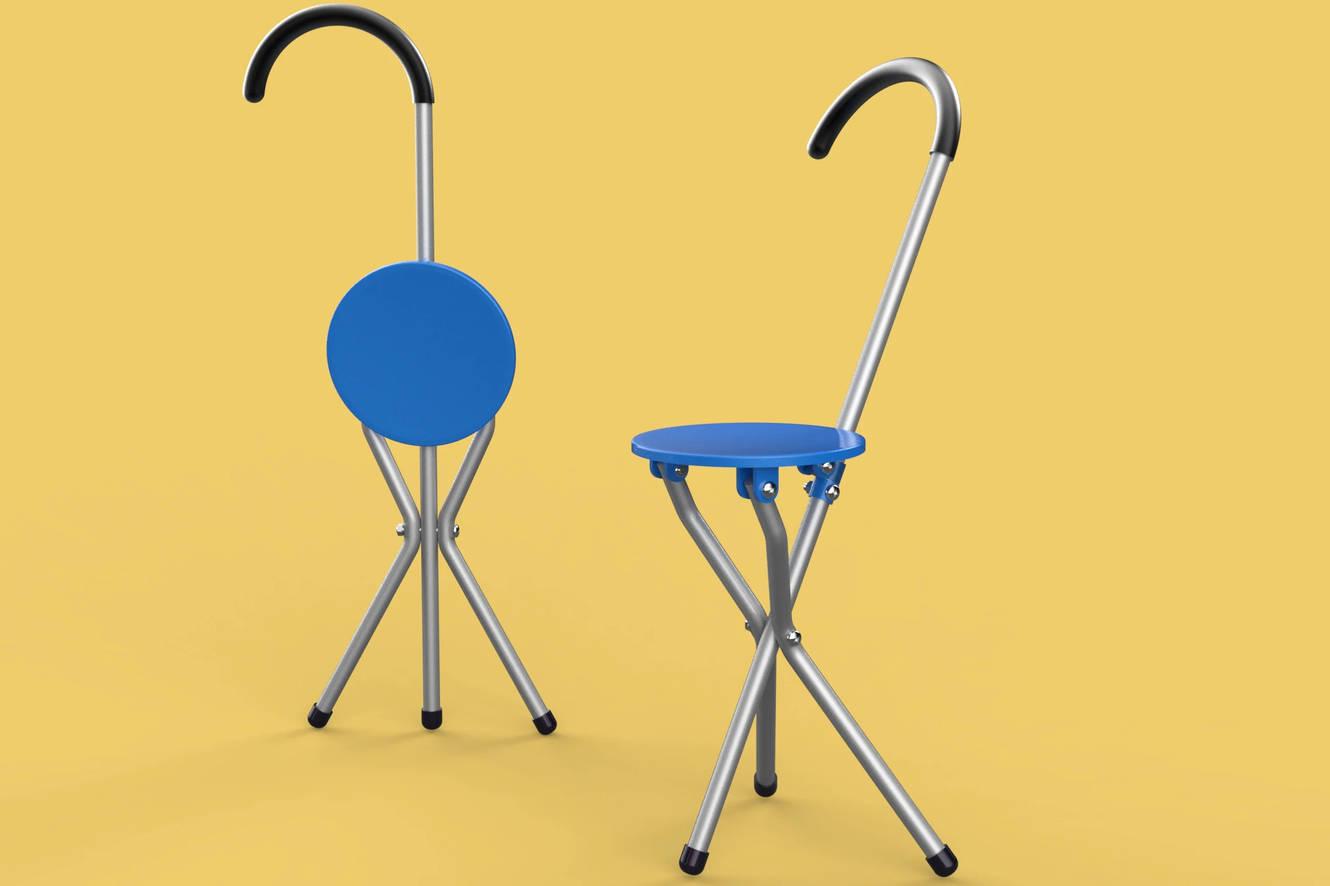 TRIPOD STICK CANE CHAIR WALKING SEAT STOOL POLE FOLDING PORTABLE 3D Model .c4d .max .obj .3ds .fbx .stl .blend 