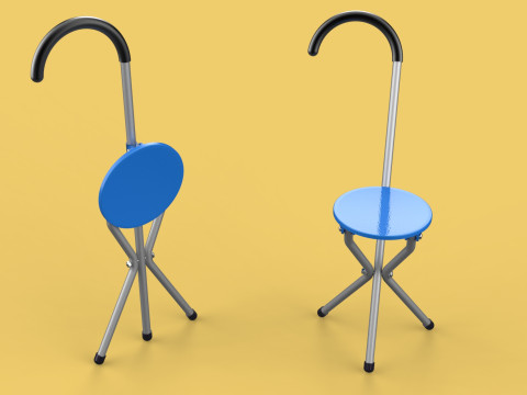 TRIPOD STICK CANE CHAIR WALKING SEAT STOOL POLE FOLDING PORTABLE 3D मॉडल