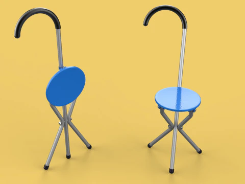 TRIPOD STICK CANE CHAIR WALKING SEAT STOOL POLE FOLDING PORTABLE 3D Model