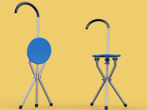 TRIPOD STICK CANE CHAIR WALKING SEAT STOOL POLE FOLDING PORTABLE 3D मॉडल