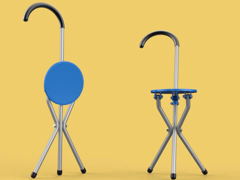 TRIPOD STICK CANE CHAIR WALKING SEAT STOOL POLE FOLDING PORTABLE 3D Model