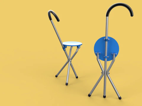 TRIPOD STICK CANE CHAIR WALKING SEAT STOOL POLE FOLDING PORTABLE 3D Model