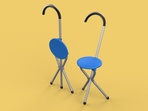 TRIPOD STICK CANE CHAIR WALKING SEAT STOOL POLE FOLDING PORTABLE 3D मॉडल