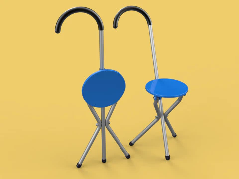 TRIPOD STICK CANE CHAIR WALKING SEAT STOOL POLE FOLDING PORTABLE 3D Model