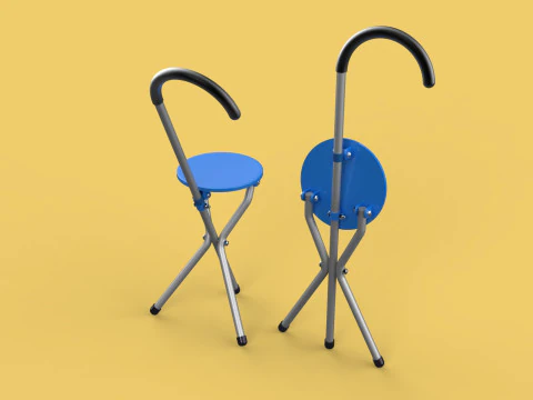 TRIPOD STICK CANE CHAIR WALKING SEAT STOOL POLE FOLDING PORTABLE 3D Model
