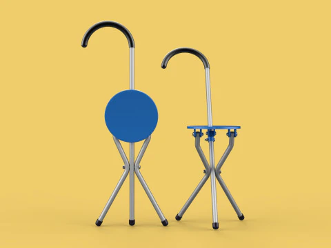 TRIPOD STICK CANE CHAIR WALKING SEAT STOOL POLE FOLDING PORTABLE 3D Model