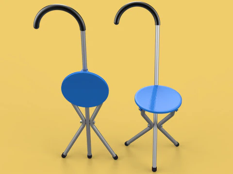 TRIPOD STICK CANE CHAIR WALKING SEAT STOOL POLE FOLDING PORTABLE 3D Model