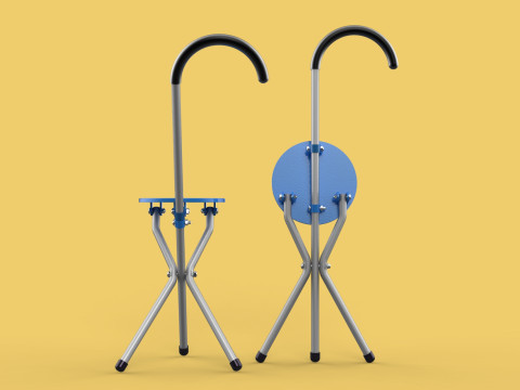 TRIPOD STICK CANE CHAIR WALKING SEAT STOOL POLE FOLDING PORTABLE 3D मॉडल