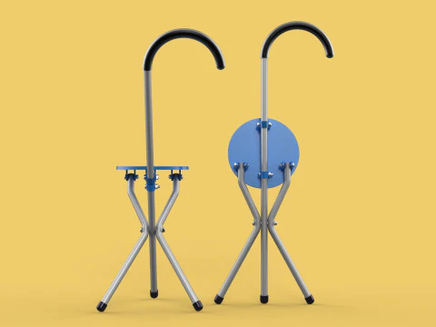 TRIPOD STICK CANE CHAIR WALKING SEAT STOOL POLE FOLDING PORTABLE 3D Model