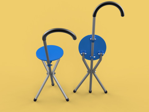 TRIPOD STICK CANE CHAIR WALKING SEAT STOOL POLE FOLDING PORTABLE 3D मॉडल