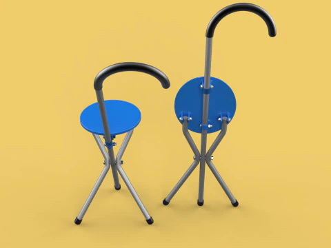 TRIPOD STICK CANE CHAIR WALKING SEAT STOOL POLE FOLDING PORTABLE 3D Model