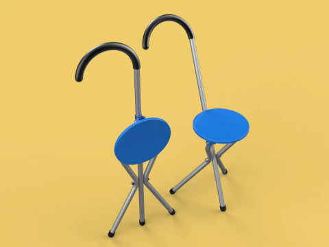 TRIPOD STICK CANE CHAIR WALKING SEAT STOOL POLE FOLDING PORTABLE 3D Model