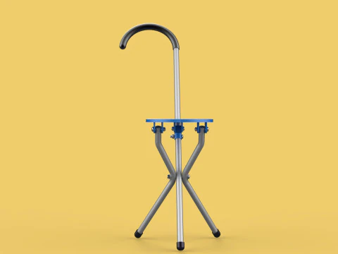 TRIPOD STICK CANE CHAIR WALKING SEAT STOOL POLE FOLDING PORTABLE 3D Model