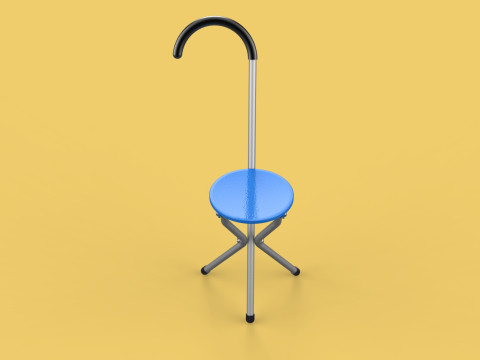 TRIPOD STICK CANE CHAIR WALKING SEAT STOOL POLE FOLDING PORTABLE 3D मॉडल