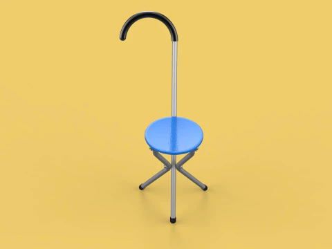TRIPOD STICK CANE CHAIR WALKING SEAT STOOL POLE FOLDING PORTABLE 3D Model