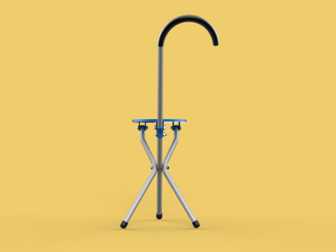 TRIPOD STICK CANE CHAIR WALKING SEAT STOOL POLE FOLDING PORTABLE 3D मॉडल