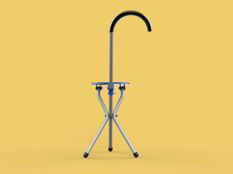 TRIPOD STICK CANE CHAIR WALKING SEAT STOOL POLE FOLDING PORTABLE 3D Model