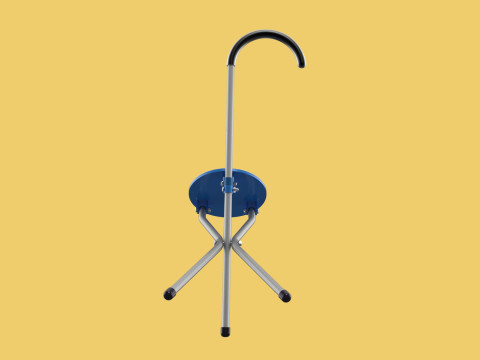 TRIPOD STICK CANE CHAIR WALKING SEAT STOOL POLE FOLDING PORTABLE 3D मॉडल