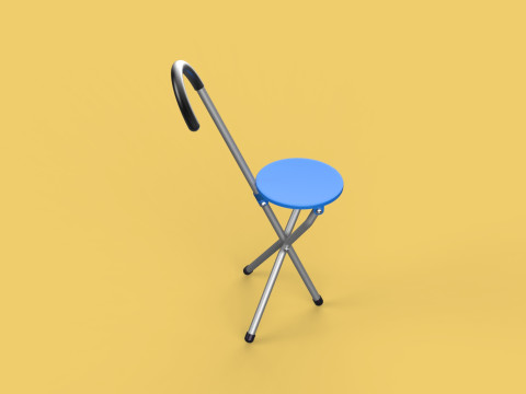 TRIPOD STICK CANE CHAIR WALKING SEAT STOOL POLE FOLDING PORTABLE 3D मॉडल