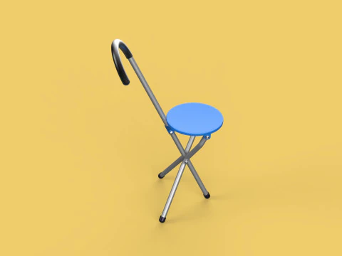 TRIPOD STICK CANE CHAIR WALKING SEAT STOOL POLE FOLDING PORTABLE 3D Model